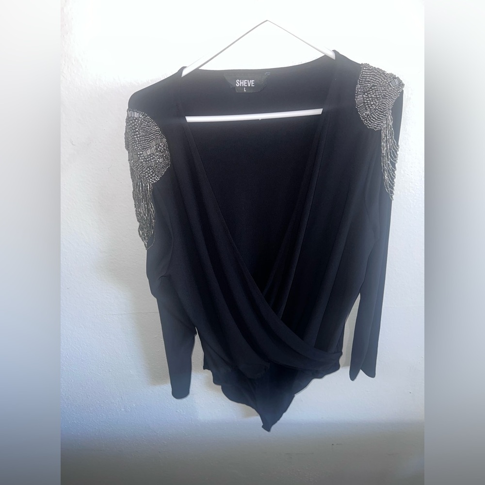 Women sexy deep v cross neck bodysuit shirt new without tags